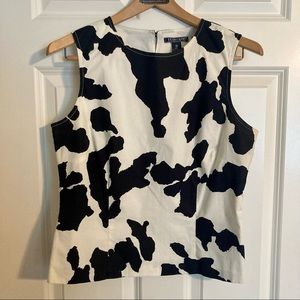 Harold’s Pattern Black and White Cow Sleeveless Top Size 10